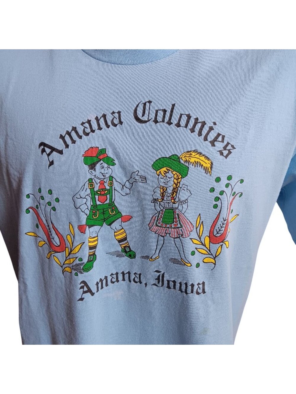 True Vintage T-Shirt Large Single Stitch Amana Colonies Iowa Fruit Loom 80's USA
